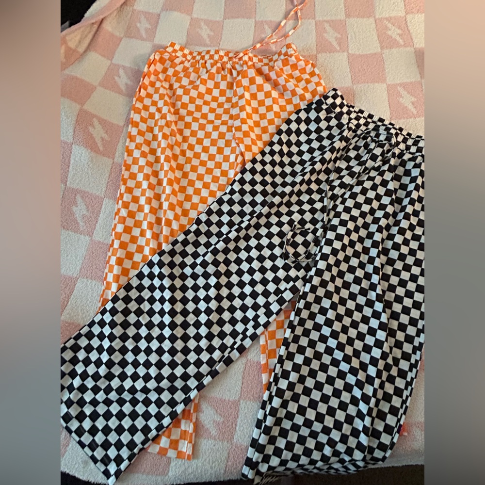 Checkered Wide Leg Pants